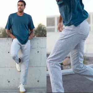 ALEX CRANE Men’s Cham Lines Linen Striped Pants Trousers